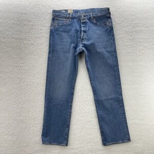 Levis 501 Jeans Mens 36x32 Blue Premium Original Button Fly Denim Grunge 90s